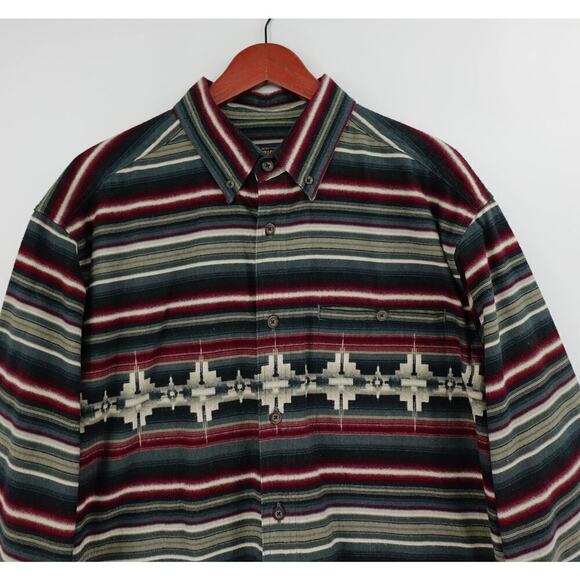 Woolrich Tribal Flannel Shirt Mens XL Multi-Color Striped Aztec Southwestern - Picture 4 of 16